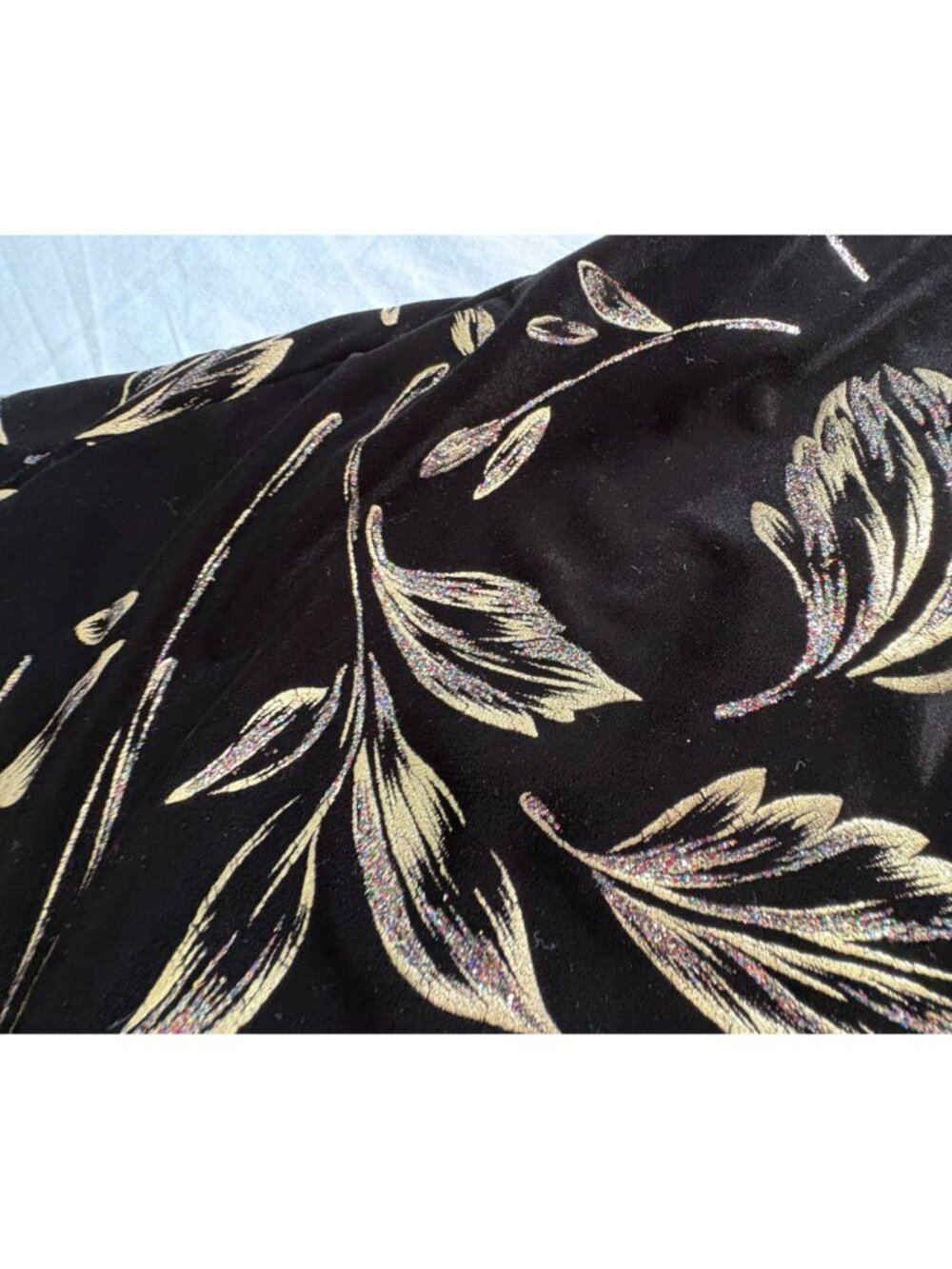 Dressbarn Womans Open Front Jacket Size 16W Black & Gold Glitter Floral Duster - Picture 9 of 10